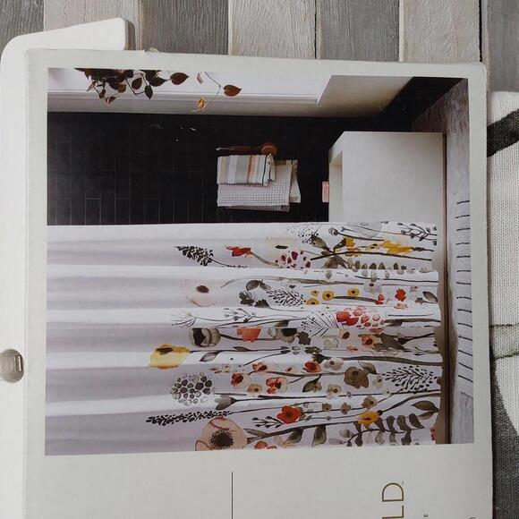 Floral Wave Shower Curtain White | Threshold - Picture 2 of 7